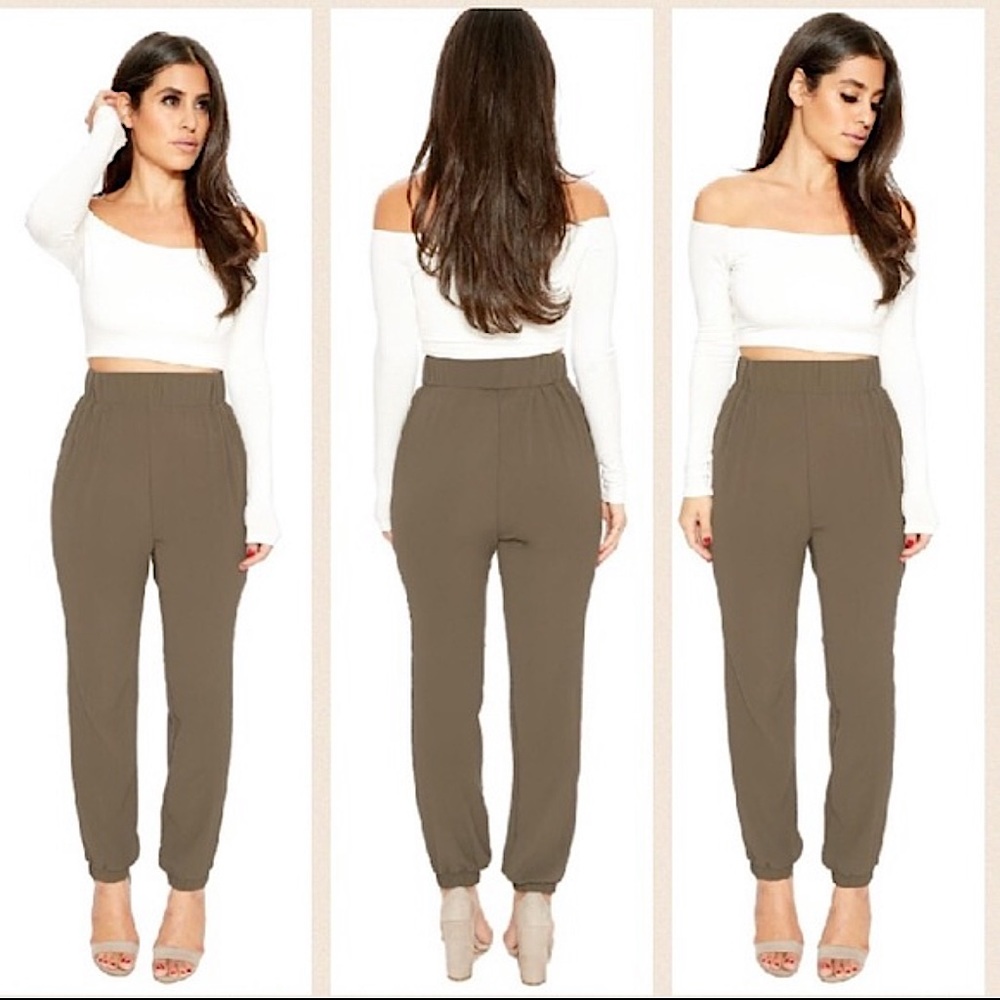 NAKED WARDROBE joggers military green NWOT